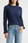 Caslonr Caslon(r) Ruffle Detai Top In Navy Blazer