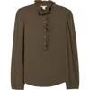Caslonr Caslon(r) Ruffle Detail Henley Shirt In Green