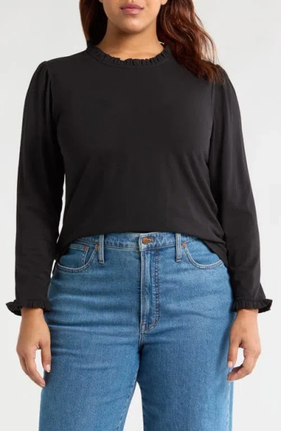 Caslonr Caslon(r) Ruffle Detail Knit Top In Black