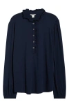 Caslonr Caslon(r) Ruffle Detail Henley Shirt In Blue