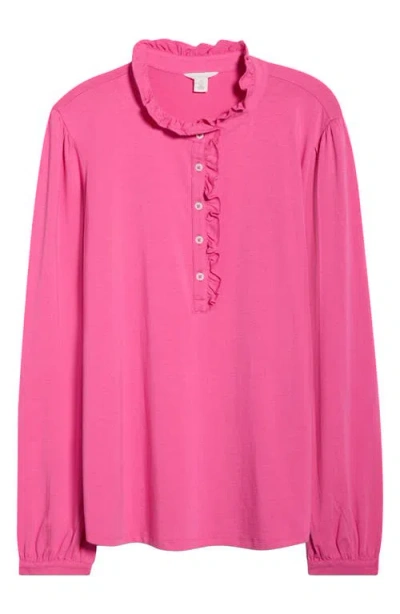 CASLONR CASLON(R) RUFFLE DETAIL LONG SLEEVE HENLEY