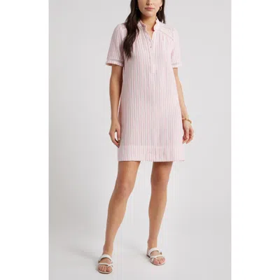 Caslonr Caslon(r) Ruffle Embroidered Inset Cotton Shift Dress In Pink