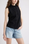Caslonr Caslon(r) Ruffle Eyelet Sleeveless Button-up Shirt