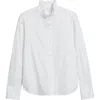 Caslonr Caslon(r) Ruffle Puff Sleeve Cotton Button-up Shirt In White
