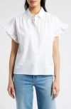 CASLONR CASLON(R) RUFFLE SHORT SLEEVE BUTTON-UP SHIRT