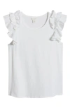 Caslonr Caslon(r) Ruffle Shoulder Cotton Tank In White