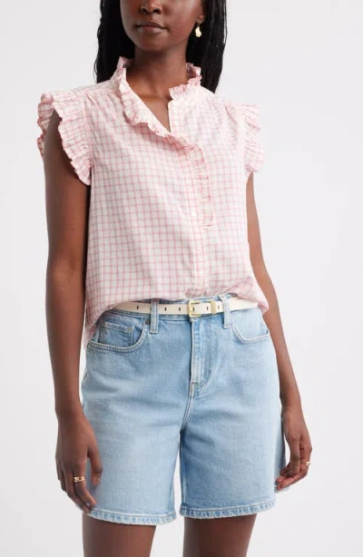 Caslonr Caslon(r) Ruffle Sleeve Cotton Blend Top In Multi