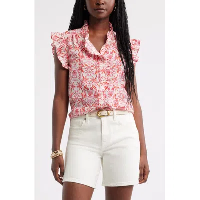 Caslonr Caslon(r) Ruffle Sleeve Cotton Blend Top In Pink