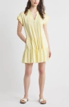 Caslonr Caslon(r) Ruffle Sleeve Linen Blend Tiered Dress In Yellow