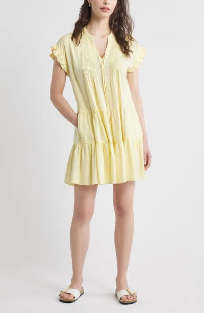 Caslonr Caslon(r) Ruffle Sleeve Linen Blend Tiered Dress