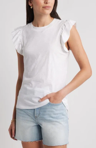 Caslonr Caslon(r) Ruffle Sleeveless Pima Cotton Top In Brown