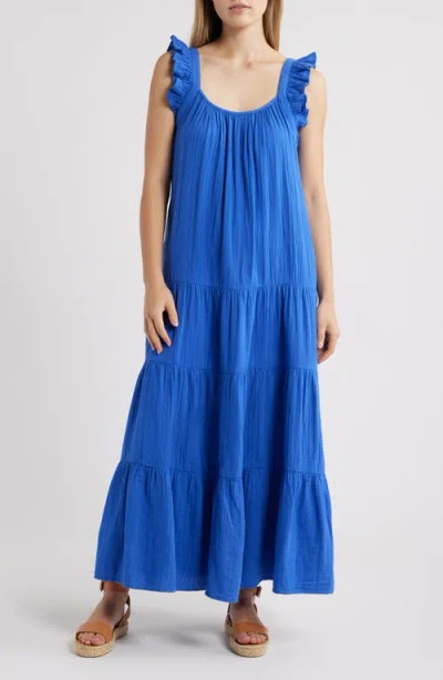 Caslonr Caslon(r) Ruffle Tiered Cotton Maxi Sundress In Blue Dazzle