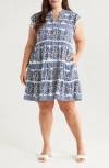 Caslonr Caslon(r) Ruffle Trim Linen Blend Shift Dress