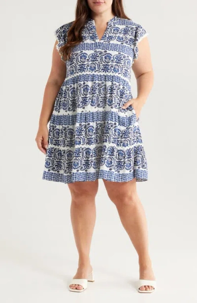 Caslonr Caslon(r) Ruffle Trim Linen Blend Shift Dress