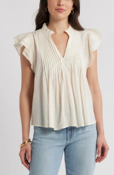 Caslonr Caslon(r) Ruffled Pleated Top In Ivory Pristine