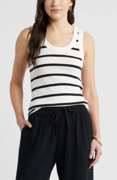 Caslonr Caslon(r) Scoop Neck Rib Cotton Tank In White