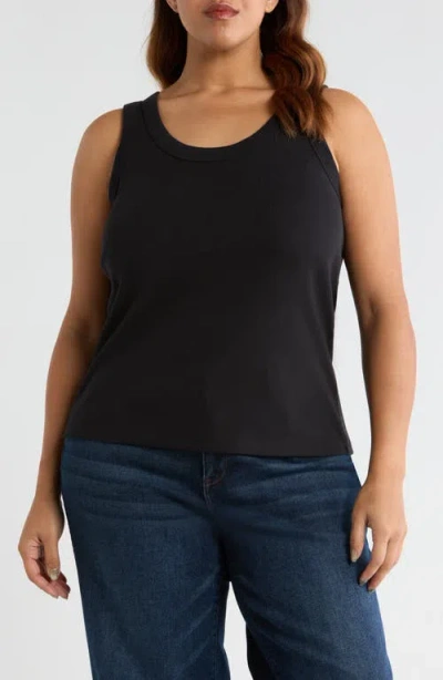 Caslonr Caslon(r) Scoop Neck Rib Cotton Tank In Black