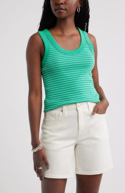 Caslonr Caslon(r) Scoop Neck Rib Cotton Tank In Green
