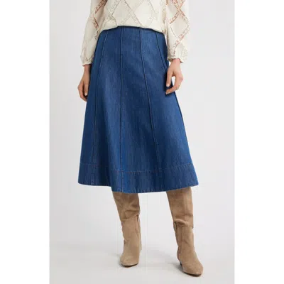 Caslonr Caslon(r) Seamed A-line Denim Midi Skirt In Dark Wash