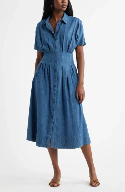 Caslonr Caslon(r) Short Dolman Sleeve Denim Shirt Dress In Blue