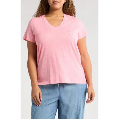 Caslonr Caslon(r) Short Sleeve Cotton & Modal V-neck Pocket T-shirt