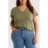 Caslonr Caslon(r) Short Sleeve Cotton & Modal V-neck Pocket T-shirt In Green