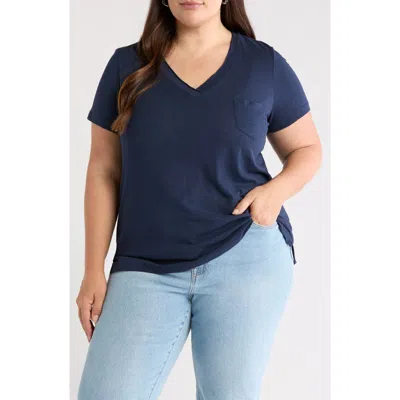 Caslonr Caslon(r) Short Sleeve Cotton & Modal V-neck Pocket T-shirt