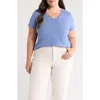 Caslonr Caslon(r) Short Sleeve Cotton & Modal V-neck Pocket T-shirt In Blue