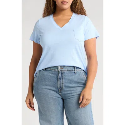 Caslonr Caslon(r) Short Sleeve Cotton & Modal V-neck Pocket T-shirt In Blue Windsurfer