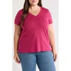 Caslonr Caslon(r) Short Sleeve Cotton & Modal V-neck Pocket T-shirt In Burgundy