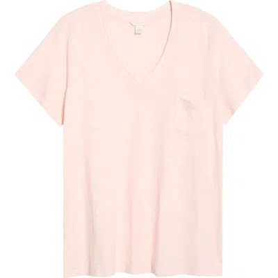 Caslonr Caslon(r) Short Sleeve Cotton & Modal V-neck Pocket T-shirt In Pink