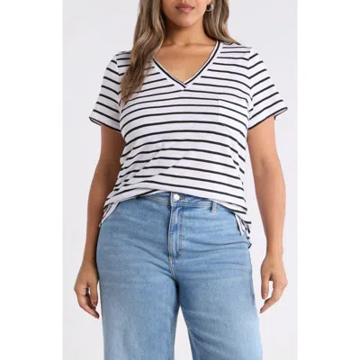 Caslonr Caslon(r) Short Sleeve Cotton & Modal V-neck Pocket T-shirt In Multi