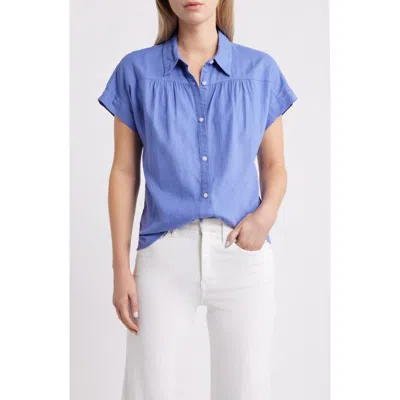 Caslonr Caslon(r) Short Sleeve Linen Blend Button-up Shirt In Blue