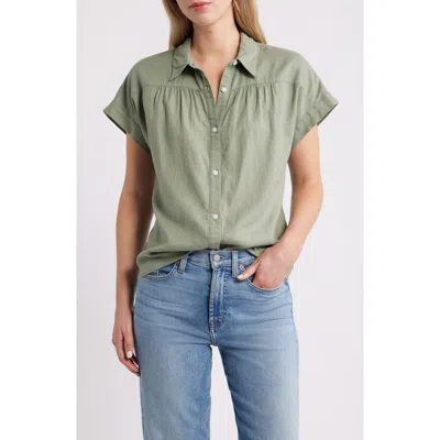 Caslonr Caslon(r) Short Sleeve Linen Blend Button-up Shirt In Green