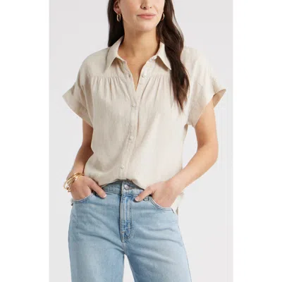 Caslonr Caslon(r) Short Sleeve Linen Blend Button-up Shirt In Neutral