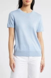 Caslonr Caslon(r) Short Sleeve Merino Wool Blend Crewneck Sweater In Blue Windsurfer