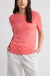 Caslonr Caslon(r) Short Sleeve Merino Wool Blend Crewneck Sweater In Coral Sugar