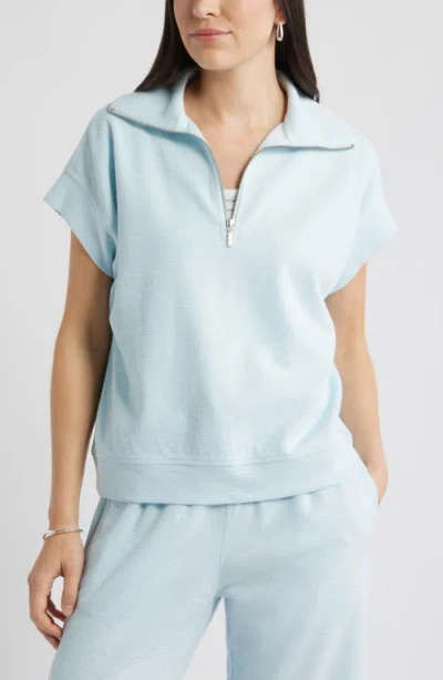 Caslonr Caslon(r) Short Sleeve Quarter Zip Sweatshirt In Blue