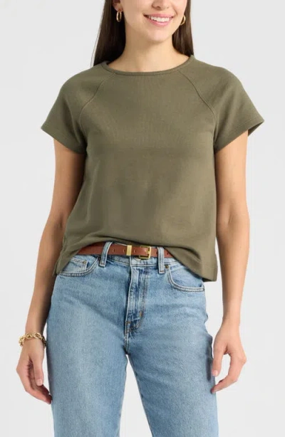 Caslonr Caslon(r) Short Sleeve Terry Sweatshirt In Olive Sarma