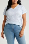 Caslonr Caslon(r) Short Sleeve V-neck T-shirt In Blue- White Floral Feels