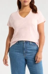Caslonr Caslon(r) Short Sleeve V-neck T-shirt In Pink Lotus
