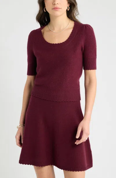 Caslonr Caslon(r) Short Sleeve Wool & Cashmere Sweater In Burgundy