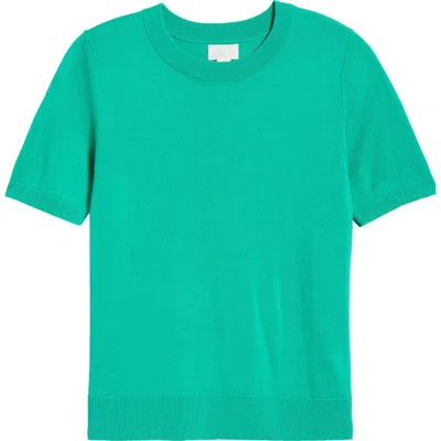 Caslonr Caslon(r) Short Sleeve Wool Blend Sweater Top