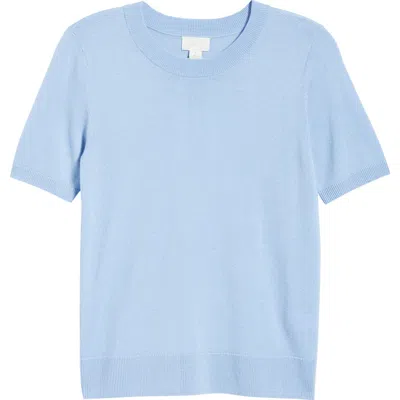 Caslonr Caslon(r) Short Sleeve Wool Blend Sweater Top In Blue