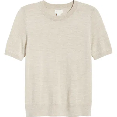 Caslonr Caslon(r) Short Sleeve Wool Blend Sweater Top In Brown