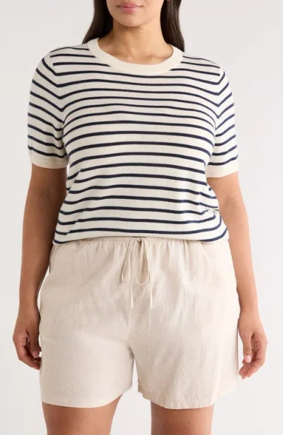 Caslonr Caslon(r) Short Sleeve Wool Blend Sweater Top In White