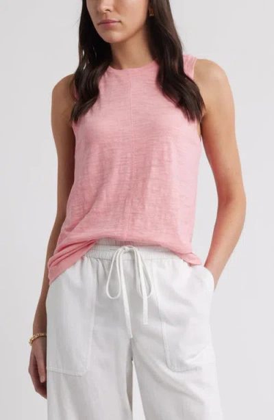 Caslonr Caslon(r) Sleeveless Cotton Blend Crewneck T-shirt In Pink
