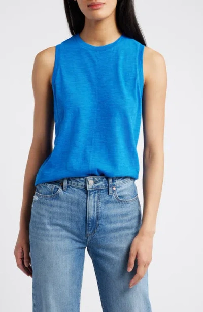 Caslonr Caslon(r) Sleeveless Cotton Blend Crewneck T-shirt In Blue