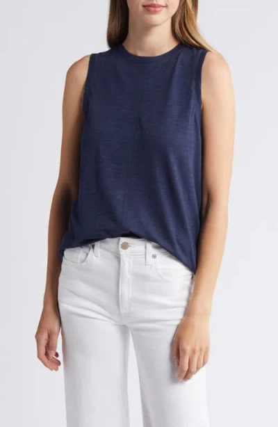 Caslonr Caslon(r) Sleeveless Cotton Blend Crewneck T-shirt In Navy Blazer