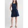 Caslonr Caslon(r) Sleeveless Cotton Eyelet Belted Dress In Blue